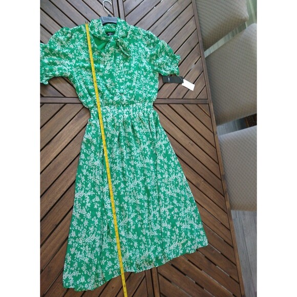 R & k  puff sleeve tie front dress Green Size 12 Boho Peasant Feminine - Picture 5 of 9